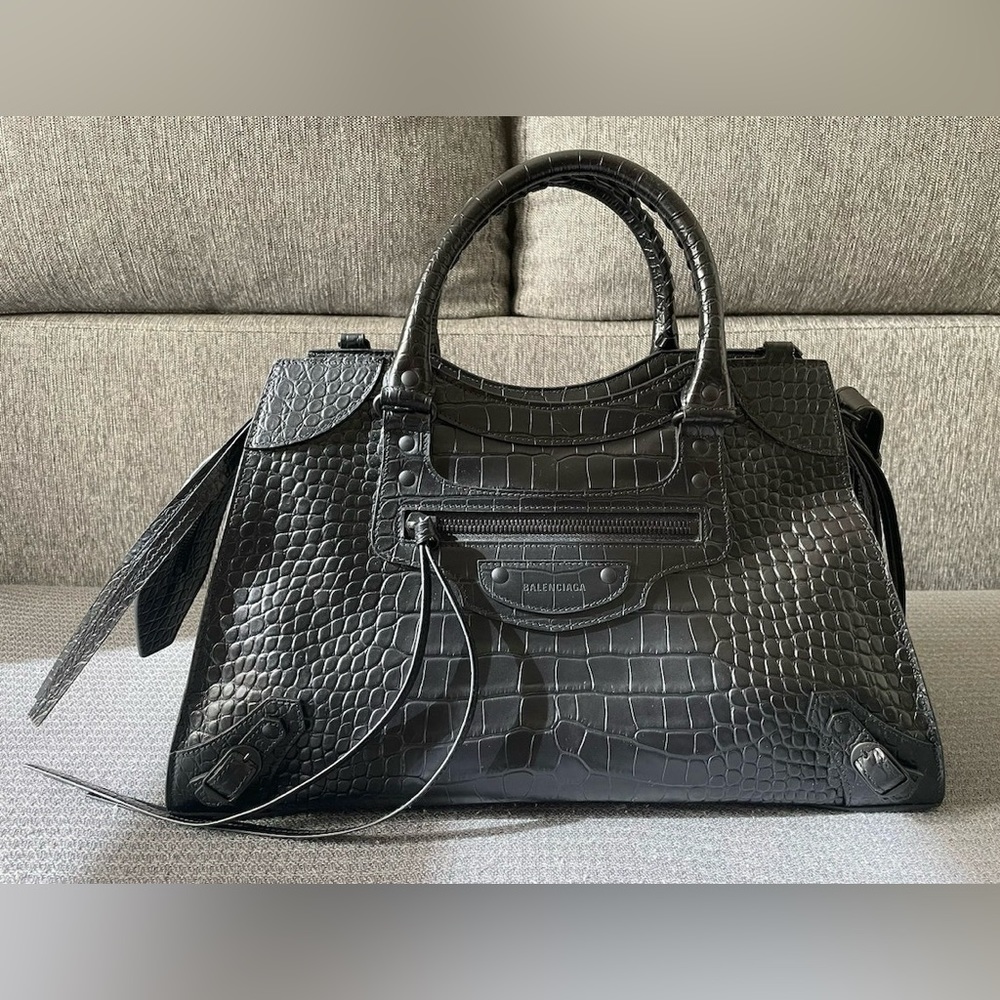 Balenciaga Neo Classic Medium Handbag Crocodile Embossed